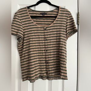 Green, orange and white striped American eagle T-shirt, XL